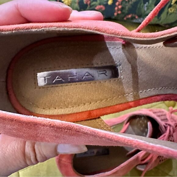 Tahari Pink Megyn Leather Open Toe Leather Heels Size 8 - Picture 9 of 10